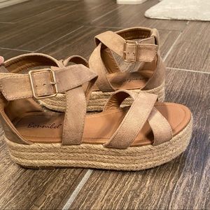 Nude platform strappy platform sandals